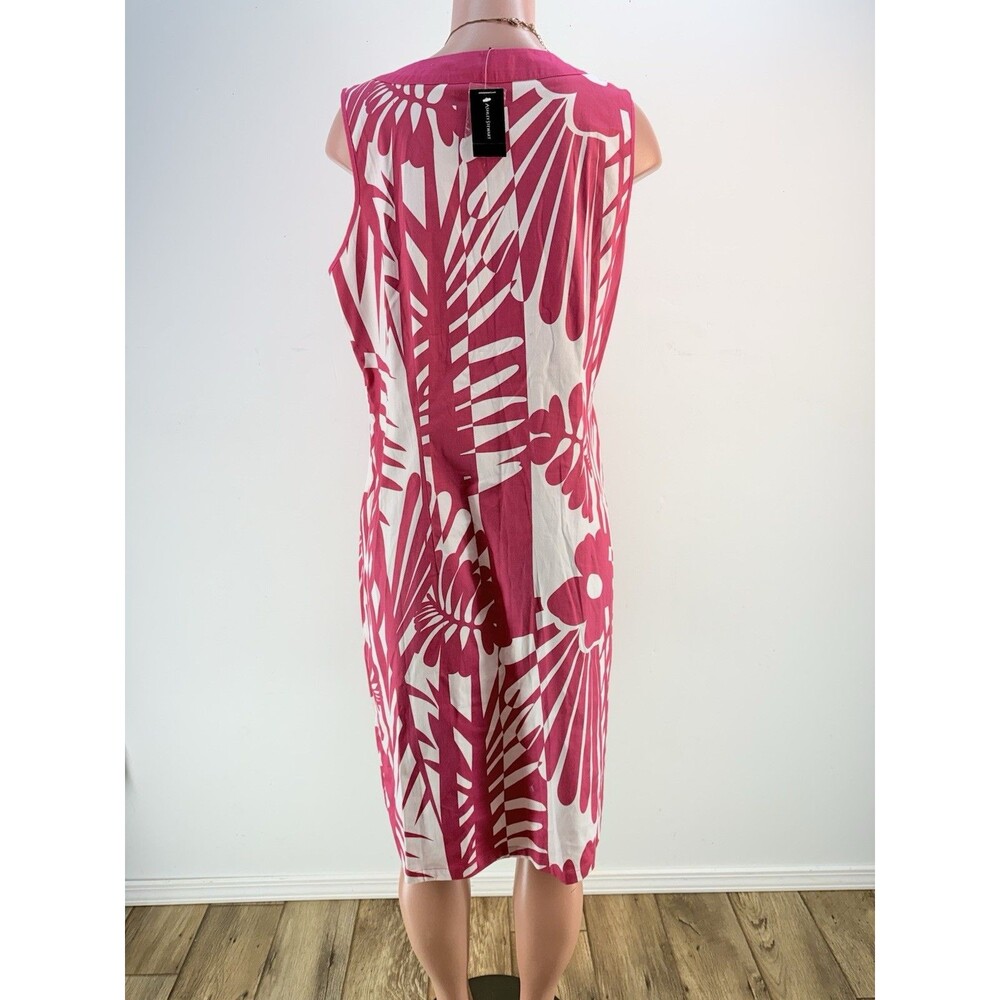 NWT Ashley Stewart Floral Print Midi Dress Size 16 Pink V Neck Sleeveless - Picture 4 of 11